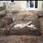 The trenches are dug in preparation for the footings